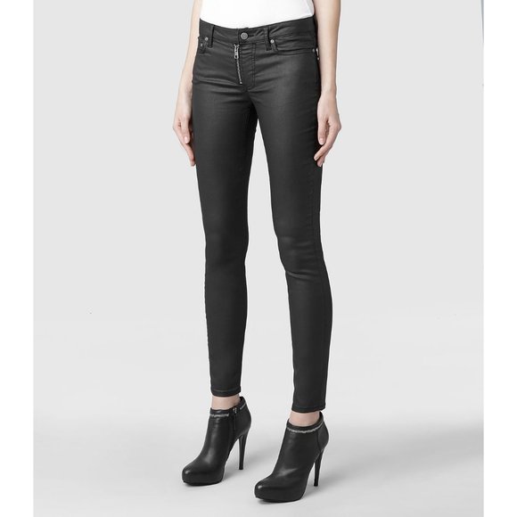 All Saints Denim - All Saints Track Skinny Coated Jeans
